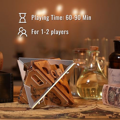 PUZZLE POTATO Anti-Gravity Puzzle Box - 3D Brain Teaser Puzzle for Adults - Wooden Treasure Chest - Money Puzzle Box for Cash Gift - Escape Room Game (Metal) - color: Anti-gravity (Metal)