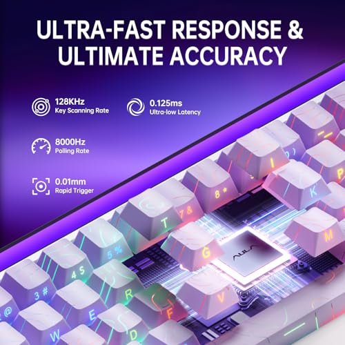x AULA HERO 68 HE 60% Gaming Keyboard Wired, Hall Effect Mechanical Keyboard Mini with Adjustable Actuation, Rapid Trigger Mode, 8K Hz Polling Rate,0.125ms Latency,Side Printed PBT Keycaps,RGB Backlit - color: Purple