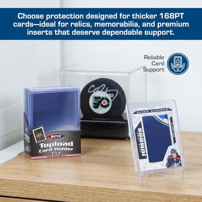 BCW Thick Card Topload Holder | Holds Relic, Patch, and Jersey Cards | Protective Card Sleeves for Collectibles and Trading Cards | Protective Rigid Plastic Display Card Holder (168 pt. / 4.25 MM) - color: 168 Pt. / 4.25 Mm