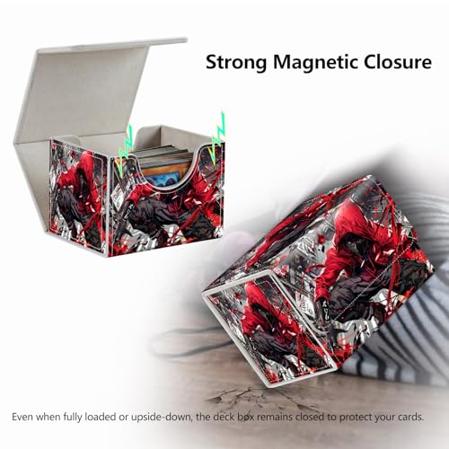 Strong Magnet MTG Demon Deck Box Playing Card Case Magic The Gathering Commander Deck Box Creative Pattern Trading Card Storage Box for Collectible Games, A Killer In The Red Hat - color: A Killer In The Red Hat