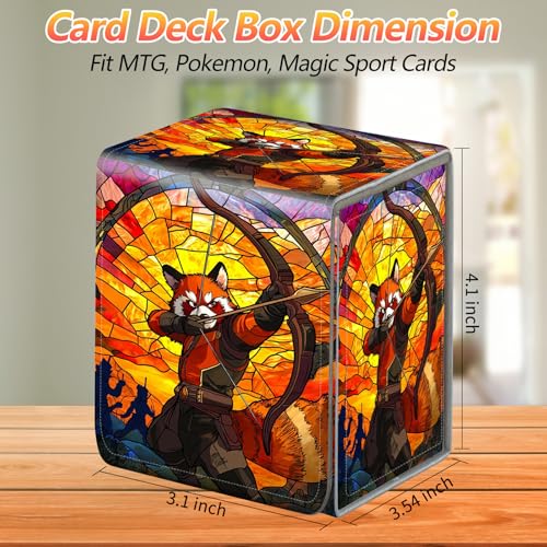 Card Deck Box, Card Storage Box Fits 100+ Single Sleeved Cards, Large Capacity PU Leather Card Storage Box with Strong Magnet for Magic Commander TCG/CCG, Fox Hunter - color: Fox Hunter