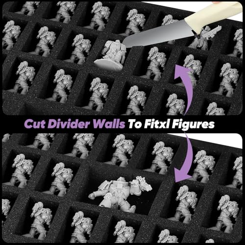 Miniature Storage Carrying Figure Case - 50 Slot Figurine Minature Carrying Case with 2 Foam Layer for Miniatures Compatible with 40k, DND & More (Purple) - color: Purple