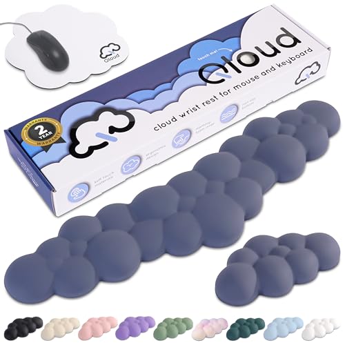 Cloud Keyboard Wrist Rest – Create-ables Qloud Cloud Wrist Rest for Computer Keyboard and Mouse, Ergonomic Memory Foam Wrist Pad with Non-Slip Base, Includes Cloud Mouse Pad – Slate Blue - color: 10 Slate Blue