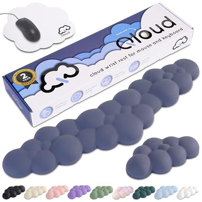 Cloud Keyboard Wrist Rest – Create-ables Qloud Cloud Wrist Rest for Computer Keyboard and Mouse, Ergonomic Memory Foam Wrist Pad with Non-Slip Base, Includes Cloud Mouse Pad – Slate Blue - color: 10 Slate Blue