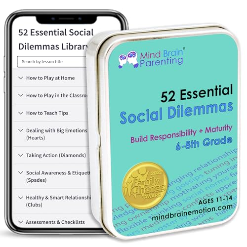 52 Essential Social Dilemmas: Skills for Kids & Teens to Thrive in Middle School - Conversation Cards Created by Teachers & Counselors for Family, Classroom, Counseling, Therapy Game (6-8 Grade) - style: Social Dilemmas