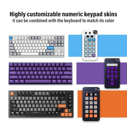 Streaming Deck,Macro pad/Calculator/Numeric Keypad Three Modes | 15 Customizable Macro Keys and LCD Bar,Large Dial,Work Efficiency Device,Compatible with Windows and Mac(N1 White) - color: White