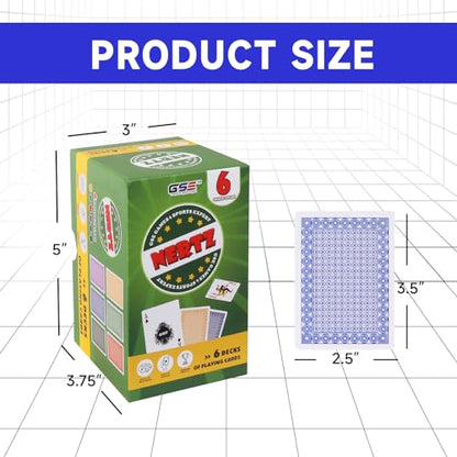 GSE 6-Deck Nertz Card Game, Standard Playing Cards Bulk, 6 Unique Colors | Multiplayer Solitaire Cards Compatible with Poker, Blackjack, Rummy, Go Fish, Bridge, For Family Game Night, 3.5 x 2.5 Inches - style: 6-Deck