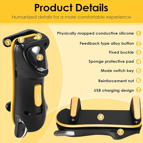 VLUOO Tablet Gaming Triggers, Universal 4-Finger Game Controller with Adjustable Frequency, Capacitive Sensitive Shoot/Aim Triggers for iPad Android Tablet PUBG/Fortnite Mobile Gaming