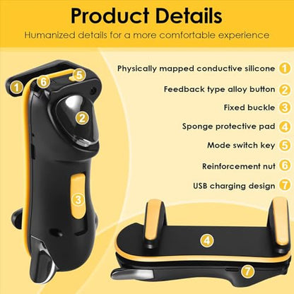 VLUOO Tablet Gaming Triggers, Universal 4-Finger Game Controller with Adjustable Frequency, Capacitive Sensitive Shoot/Aim Triggers for iPad Android Tablet PUBG/Fortnite Mobile Gaming