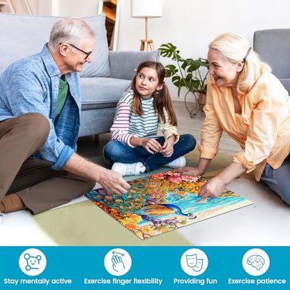 6 Pack 24 Large Piece Puzzles for Seniors Puzzle Dementia Alzheimer's Products Activities Alzheimer's Jigsaw Puzzle Eagle Beach Deer Easy Puzzle Cognitive Games Gifts for Adult Elderly Seniors | Deer Eagle Tiger Animals Alzheimer's Jigsaw Puzzle,Beach Pla