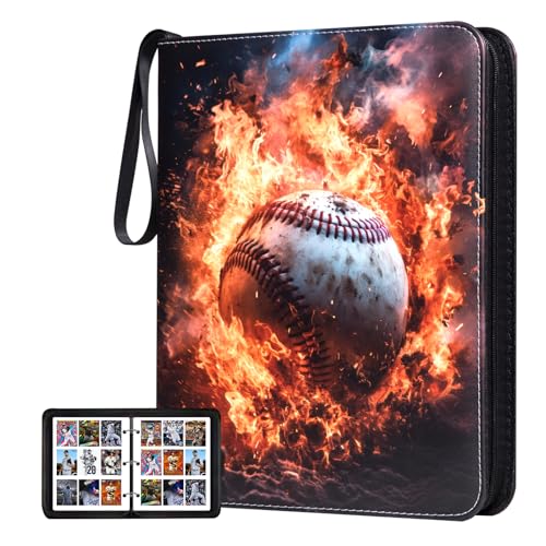 9 Pocket Baseball Card Binder, Premium Zip Trading Card Binder 990 Double Sided Pocket PU Collection Binder, Collector Album, Card Folder for MTG, TCG, Sports Cards - color: 990-Baseball-1