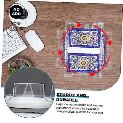 VANZACK Rotating Poker Card Stand with Tray Clear Plastic Storage Rack for Organizing Easy to Clean for Game Supplies