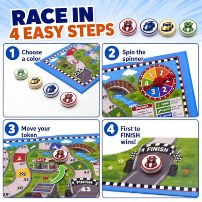 Magnetic Car Race Game for Kids 3-8 - Perfect Travel Toy for Toddlers - Fun Road Trip & Airplane Activity - Camping Game Essentials for Kid - style: Car Race Game