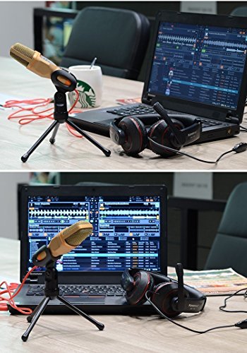 ELINKA Computer Microphone,Condenser Microphone,3.5MM Plug and Play Omnidirectional Mic with Desktop Stand for Gaming,YouTube Video,Recording Podcast,Studio,for PC,Laptop,Tablet,Phone