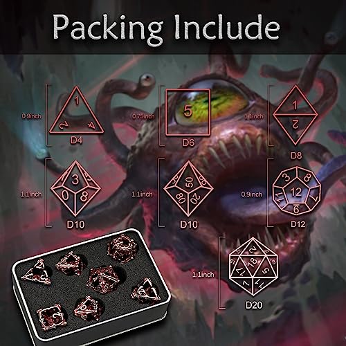 Beholder Dice Set DND, Dragon Eye Dice, ZHOORQI 7PC/Set Polyhedral Dices for Dungeons and Dragons, RPG, Eye Monster DND Gifts（Eye-Blood Red） - color: Eye- Blood Red