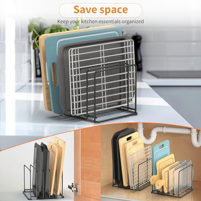 Cutting Board Organizer, Large | Kitchen Cabinet Organizer, Divided Rack with 5 Slots, For Baking Trays, Cutting Boards, Cookie Sheet Organizer Inside Cabinet - style: 1PC(Large)