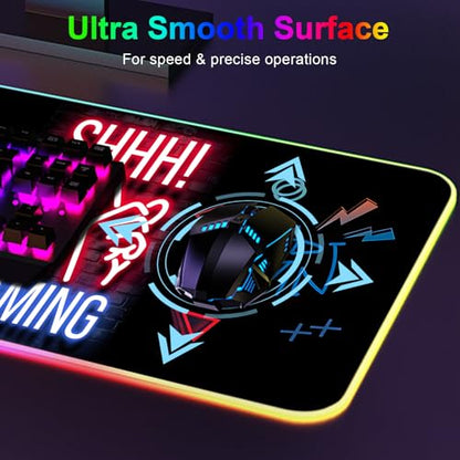 RGB Mouse Pad, Gaming Mousepad with 13 LED Light Modes | Large Mouse Mat with Non-Slip Rubber Base for Computer Keyboard Desk, 31.5X11.8inch - color: Black-a