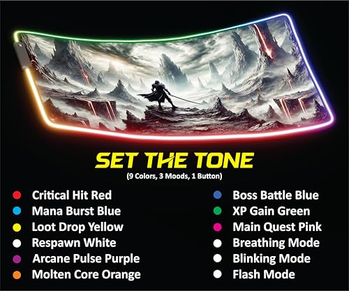 RGB Gaming Mouse Pad Large Extended Desk Mat 35.4x15.7 XXL XXXL Mousepad LED Light Up Keyboard Mat PC Gamer Desk Pad Gaming Accessories Extra Big Mouse Mat for Desk - Shadowlands Odyssey - color: Shadowlands Odyssey