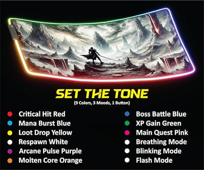 RGB Gaming Mouse Pad Large Extended Desk Mat 35.4x15.7 XXL XXXL Mousepad LED Light Up Keyboard Mat PC Gamer Desk Pad Gaming Accessories Extra Big Mouse Mat for Desk - Shadowlands Odyssey - color: Shadowlands Odyssey