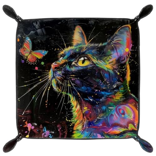 Rainbow Cat Butterfly Dice Tray Dice Rolling Tray Folding Dice Holder for Dice Games, Like RPG, DND and Other Table Games - color: Multi 12