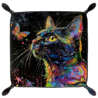Rainbow Cat Butterfly Dice Tray Dice Rolling Tray Folding Dice Holder for Dice Games, Like RPG, DND and Other Table Games - color: Multi 12