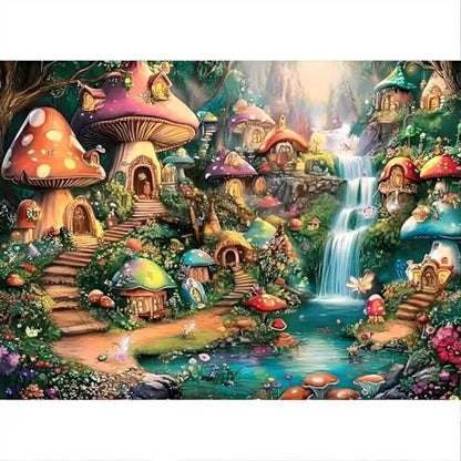 Mushroom Castle 1000 Piece Puzzle for Adults,Mushroom Garden Waterfall Puzzles for Adults 1000 Pieces,Challenging and Hard Difficult Mosaic Jigsaw Puzzles Toy Games 1000Pieces 27.5 X 19.7inch - color: Mushroom Castle