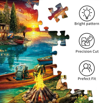 Puzzles for Adults 1000 Pieces, Jigsaw Puzzle for Adults, Fun Challenging Puzzle, Wilderness Lakeside Puzzles Game, Interlock Perfectly No Dust, Gifts for Friends Parents Father's Day - color: Wilderness