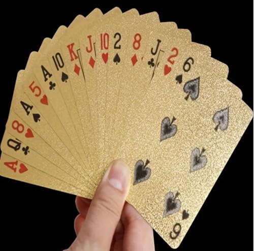 10 Decks - Gold Diamond Playing Cards - Durable and Waterproof, Perfect for Magic, Poker, Parties, and Special Occasions. ($100 Bill Theme)