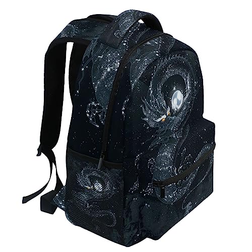 Magic Dark Dragon Galaxy Space Black Backpack Bookbag Daypack Travel School Bag - color: Black
