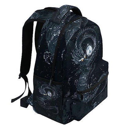 Magic Dark Dragon Galaxy Space Black Backpack Bookbag Daypack Travel School Bag - color: Black