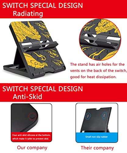 Busjoy Stand for Nintendo Switch, Steam Deck, Switch OLED, Switch Lite, Cute Game Theme Angle Adjustable Holder, Portable Foldable Non-Slip Bracket-Black - color: Black