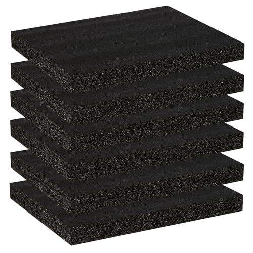 6 Pcs 16'' x 12'' x 1.5'' Polyurethane Foam - Foam Inserts for Cases Packing Foam Black Craft Foam Sheets for Packing Camera Toolbox Storage - size: 16'' x 12'' x 1.5 ''