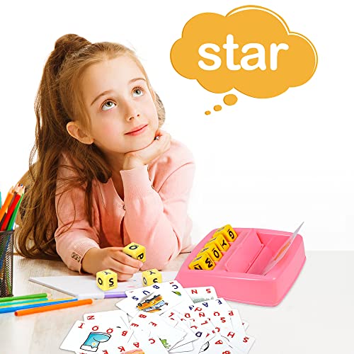 Fenikso Matching Letter Game, Alphabet Spelling & Reading Words, Objects & Color Recognition, Early Learning Educational Toy for Preschooler & Kindergarten Kids Over 3-8 Years Old, Best Gifts - color: Pink