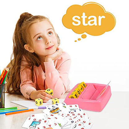 Fenikso Matching Letter Game, Alphabet Spelling & Reading Words, Objects & Color Recognition, Early Learning Educational Toy for Preschooler & Kindergarten Kids Over 3-8 Years Old, Best Gifts - color: Pink