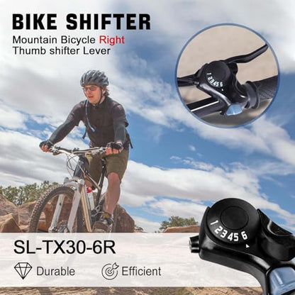 Bike Gear Shifter, SL-TX30-6R Speed Shift Lever and Set, One Pair 3X6 Bike Thumb Gear Shifters for Mountaiity Road Folding Bicycle | Bike shifter. Durable, ergonomic design. Compatible with mountain, road, folding bikes. Easy install. - size: SL-TX30-3x6
