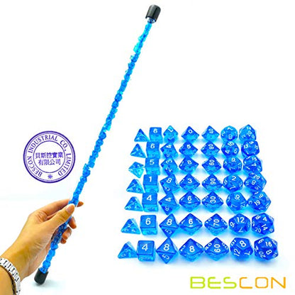 Bescon 49pcs Gem Blue Mini Polyhedral Dice Set in Long Tube, Sapphire Mini for Dungeons and Dragons RPG Dice 7X7pcs, Long Stick Set - color: 7x7 49pcs Gem Blue Tube