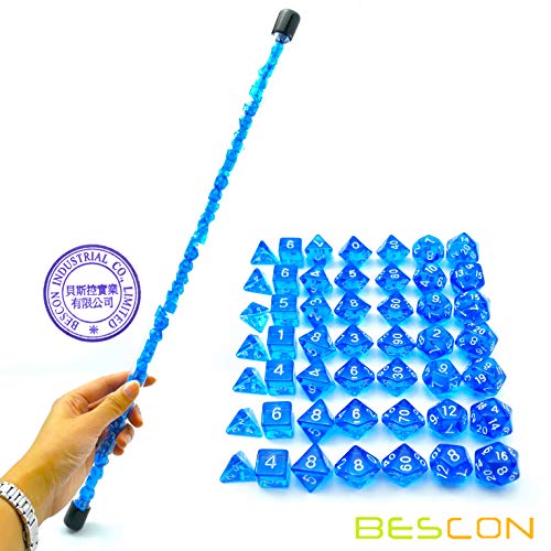 Bescon 49pcs Gem Blue Mini Polyhedral Dice Set in Long Tube, Sapphire Mini for Dungeons and Dragons RPG Dice 7X7pcs, Long Stick Set - color: 7x7 49pcs Gem Blue Tube