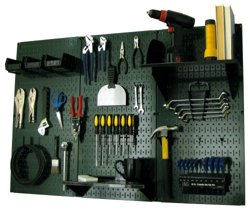Wall Control Pegboard Organizer 4 ft. Metal Pegboard Standard Tool Storage Kit with Green Toolboard and Black Accessories - color: Green Pegboard with Black Accessories