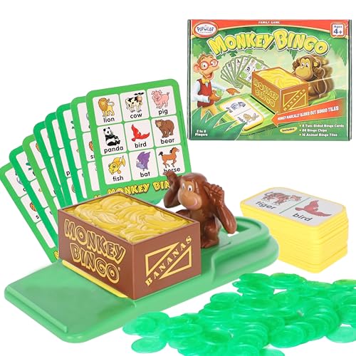 POPULAR PLAYTHINGS Monkey Bingo Picture Board Game, Animal Matching Game, Early Learning Fun, Gifts for Kids Ages 4 & Up