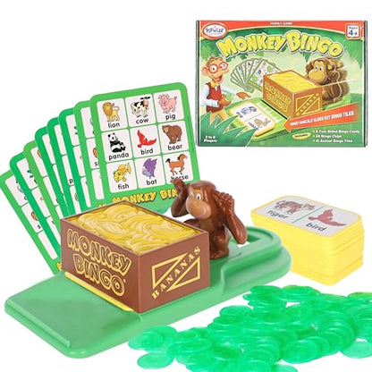 POPULAR PLAYTHINGS Monkey Bingo Picture Board Game, Animal Matching Game, Early Learning Fun, Gifts for Kids Ages 4 & Up