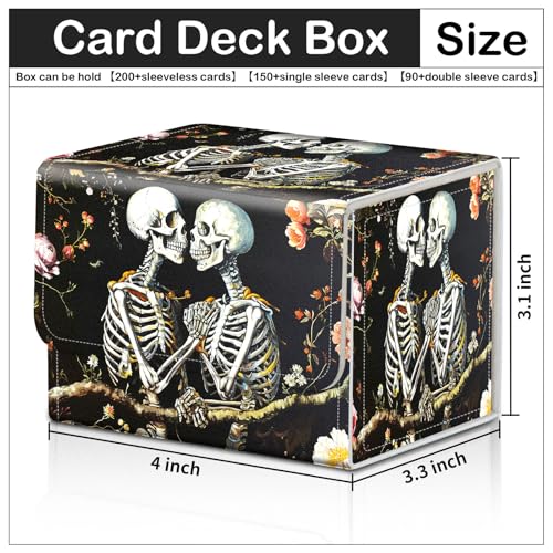 Card Deck Box for MTG Trading Cards with Magnetic Closure,Premium Card Storage Box Case Cover for TCG CCG Magic Cards,Skeleton Lover - color: Skeleton Lover