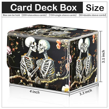 Card Deck Box for MTG Trading Cards with Magnetic Closure,Premium Card Storage Box Case Cover for TCG CCG Magic Cards,Skeleton Lover - color: Skeleton Lover