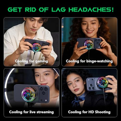 Black Shark Magnetic Phone Cooler 6 Pro – Smart Display, Magnetic Ring Plate, Addressable RGB LEDs, App-Controlled Cooling Fan for iPhone MagSafe, Android & iPad – Gaming, Streaming & Photography