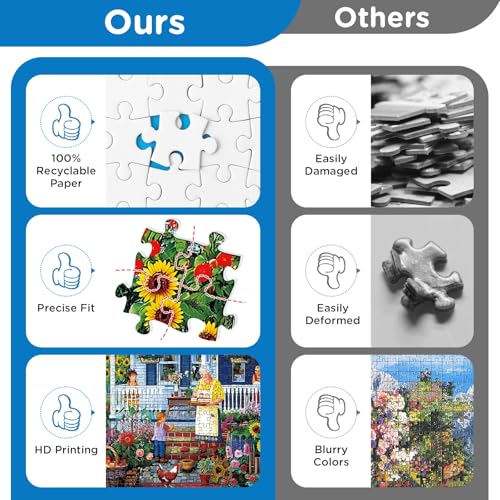 500 Pieces Garden Puzzle for Adults, Memaw's Helpers Jigsaw Puzzle, Beautiful Landscapes Puzzle for Adults Teens Seniors, Recycled Cardboard Puzzle with Letters on Back, Fun Family Game Birthday Gift - style: Memaw's Helpers