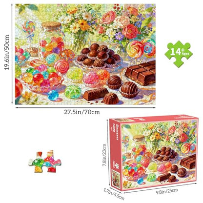 Puzzles for Adults 1000 Pieces, Jigsaw Puzzle for Adults, Fun Challenging Puzzle, Desserts Puzzles Game, Interlock Perfectly No Dust, Gifts for Mother’s Father's Day - color: Desserts