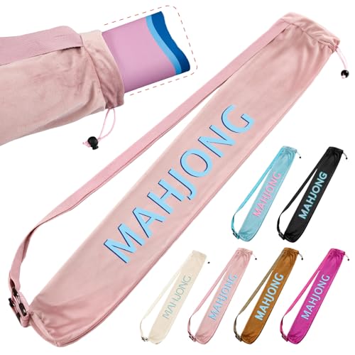 35 Inch Long Velvet Mahjong Mat Bag Cute Double Strapped Drawstring Mahjong Mat Holder Lightweight Carrying Bag for Board Games Outdoor Travel Storage-Mat Not Include(Purple,1 Pc) - color: Purple