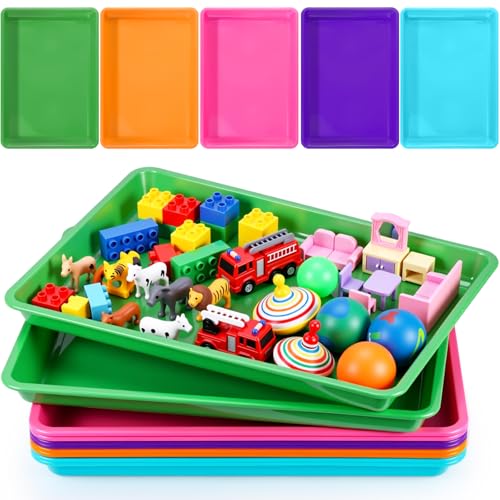 Maitys 15 Pack Plastic Art Trays 12 x 16 Inch Activity Crafts Trays Sensory Tray DIY Projects, Painting, Beads, Jewelry Office Home Organizer Arts and Crafts Supplies(Vibrant Color) - color: Vibrant Color