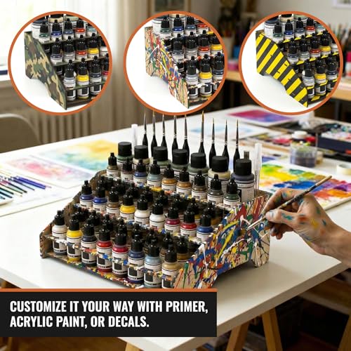 Paint Rack Organizer for Miniature & Model Paints Tabletop Paint Stand with 26mm & 36mm Holes Brush & Tool Holder Artist Room Compatible with Vallejo, Army Painter, AK (Module A) - color: Paint rack A