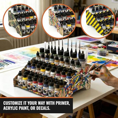 Paint Rack Organizer for Miniature & Model Paints Tabletop Paint Stand with 26mm & 36mm Holes Brush & Tool Holder Artist Room Compatible with Vallejo, Army Painter, AK (Module A) - color: Paint rack A