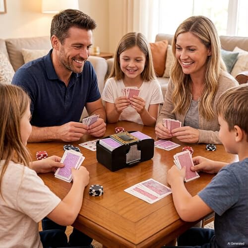 FEIERYA Automatic Card Shuffler 2/1/4/6 Deck,Battery-Operated Electric UNO Poker Shuffler,Playing Card Shuffler for Home Card Game,Travel - size: 2 Decks